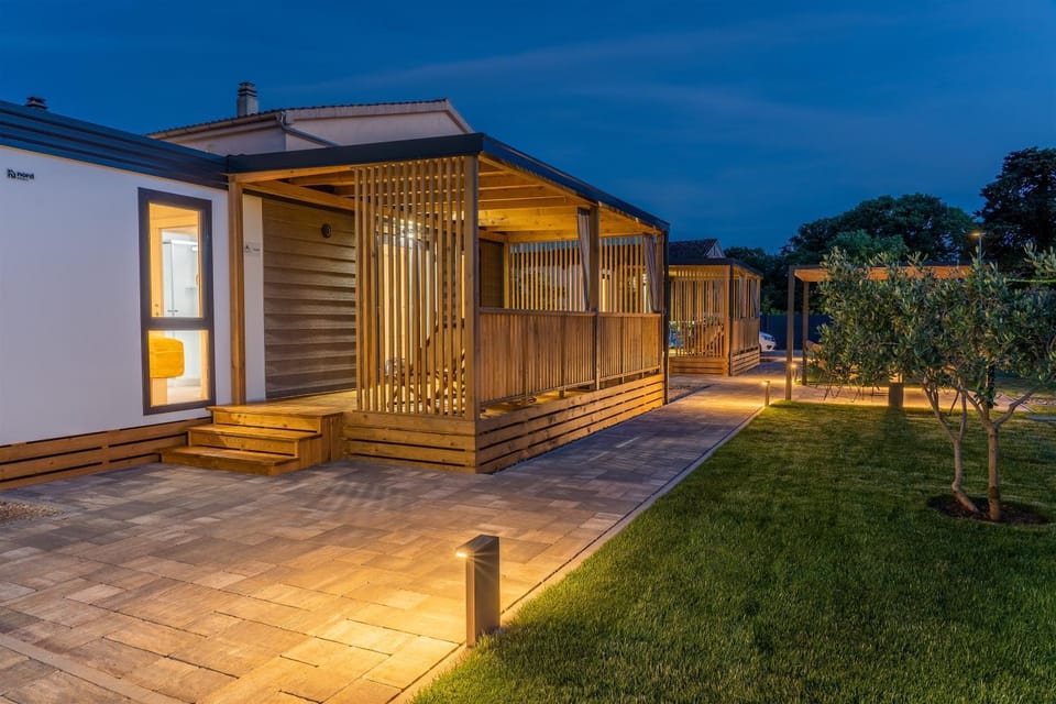 Property building, Patio, Night, Garden, Garden, Garden view