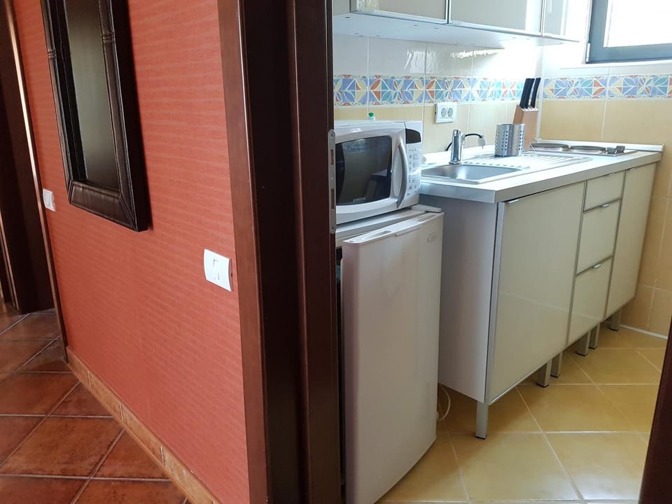 Kitchen or kitchenette, minibar, stove