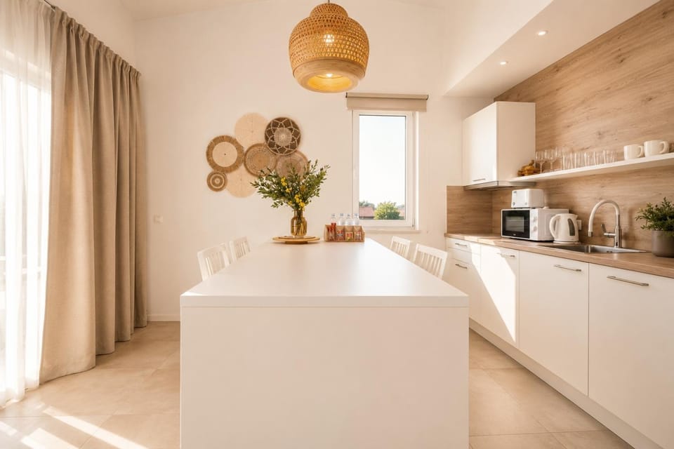 Dining area, dishwasher, microwave, toaster, kitchen