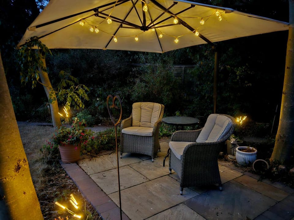 Patio, Night, Garden, Seating area, Garden view
