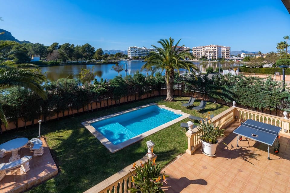 Property building, Living room, Swimming pool