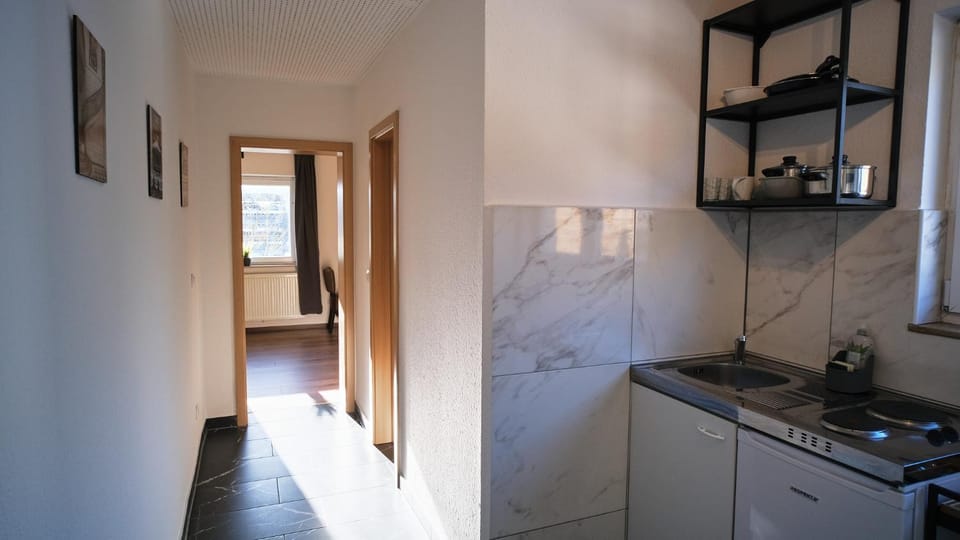 Kitchen or kitchenette, stove