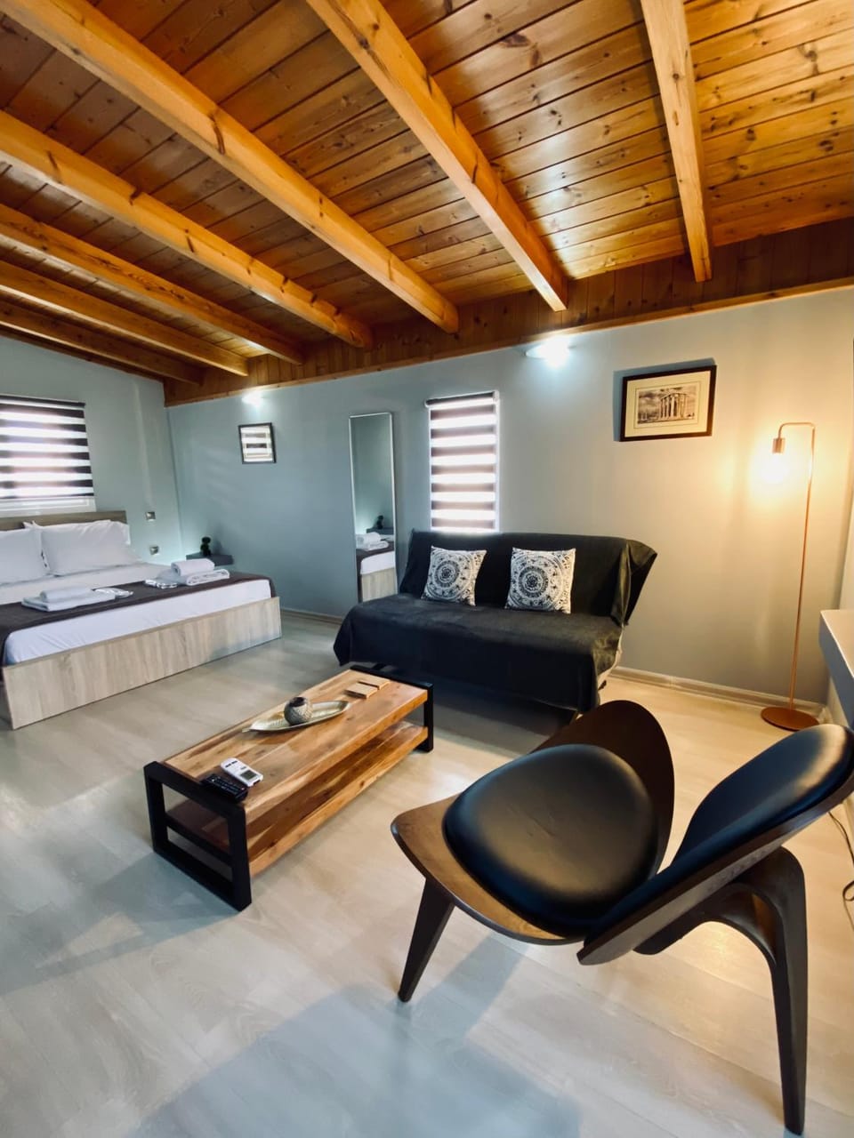 Bed, Living room, Photo of the whole room, Seating area, Bedroom