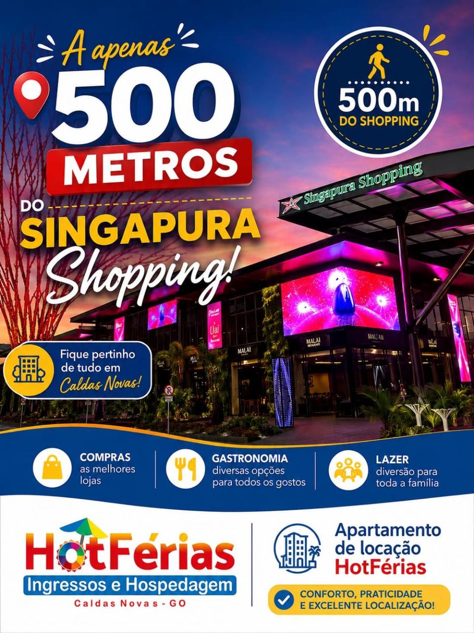 Everest Flat Service com Piscinas Termais, próx ao Shopping Singapura, Water Park, Clube Prive, Riviera, Boulevard - HotFérias Apartment in State of Goiás