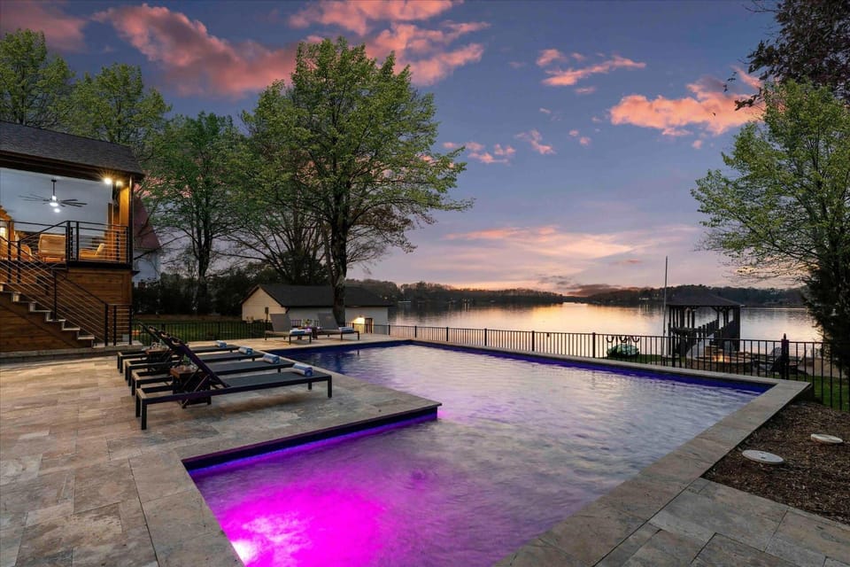 Lake view, Swimming pool, Sunrise