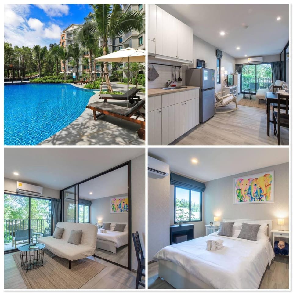 Bed, Living room, Photo of the whole room, Bedroom, Pool view, Swimming pool, sunbed