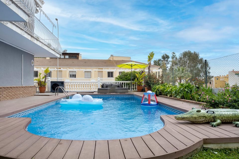 Property building, Living room, Swimming pool