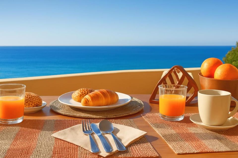 Day, Natural landscape, Food and drinks, Dining area, Food, Sea view, Breakfast, Continental breakfast
