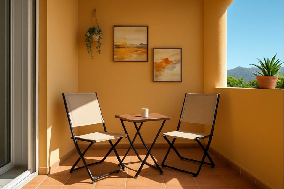 Patio, Day, View (from property/room), Balcony/Terrace, Living room, Seating area, Dining area