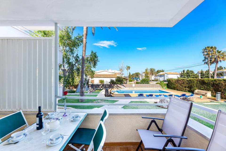 Property building, Living room, Swimming pool