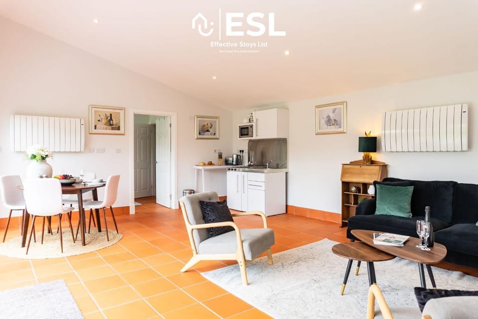 Kitchen or kitchenette, Living room, Seating area, Dining area