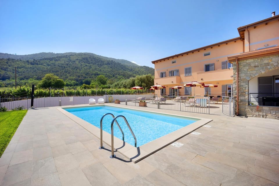 Property building, Living room, Swimming pool