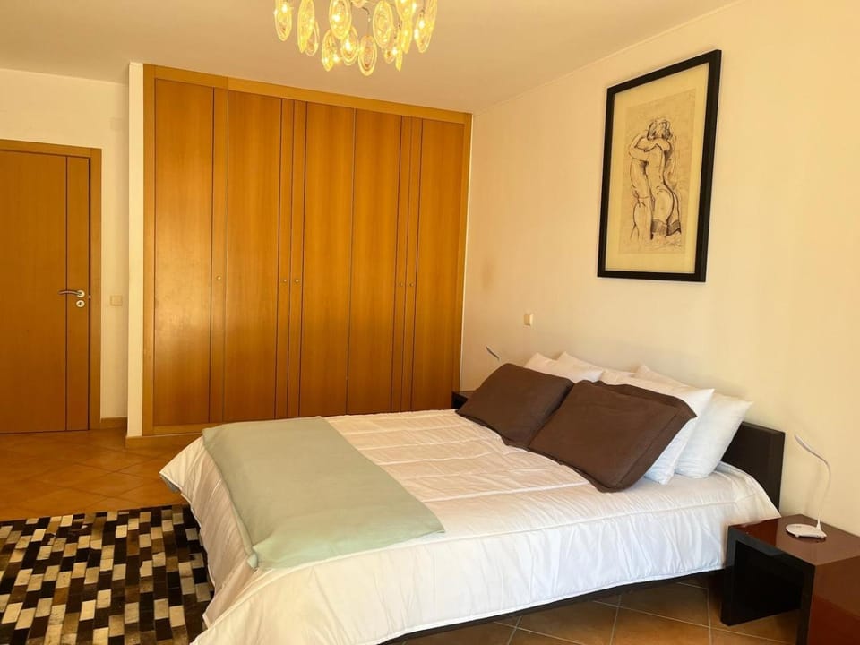 Bed, wardrobe