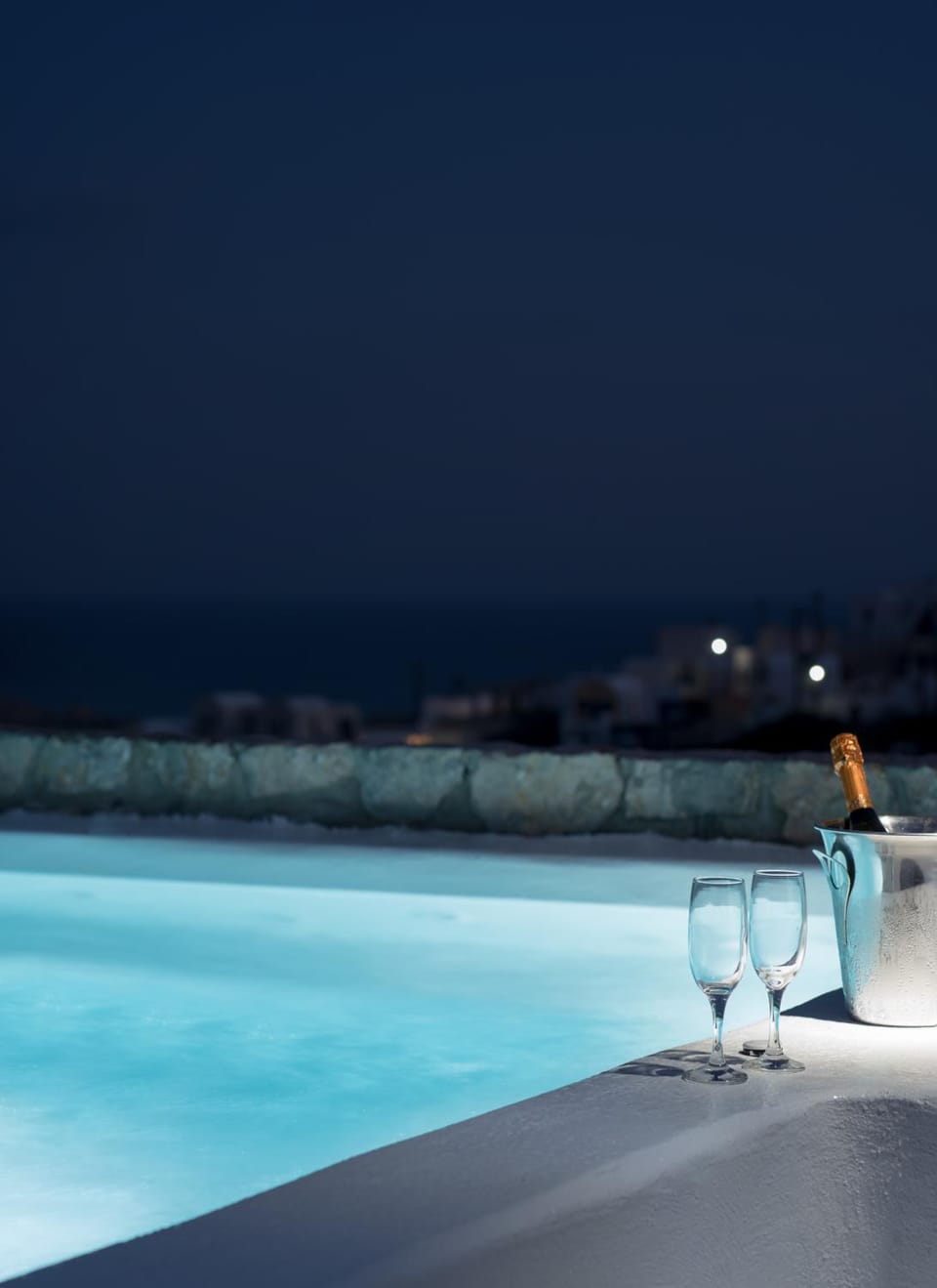 Pool view, group of guests