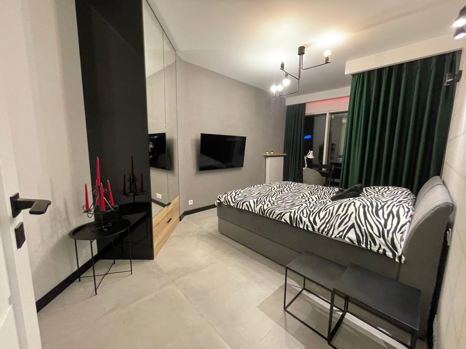 Bed, TV and multimedia, Seating area, Bedroom