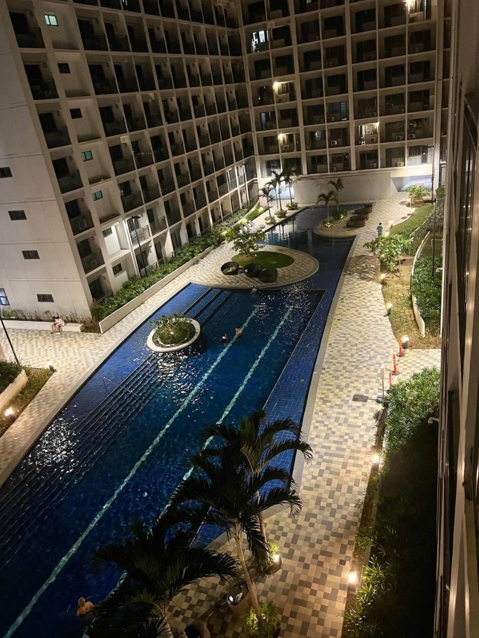 Night, Pool view, Swimming pool