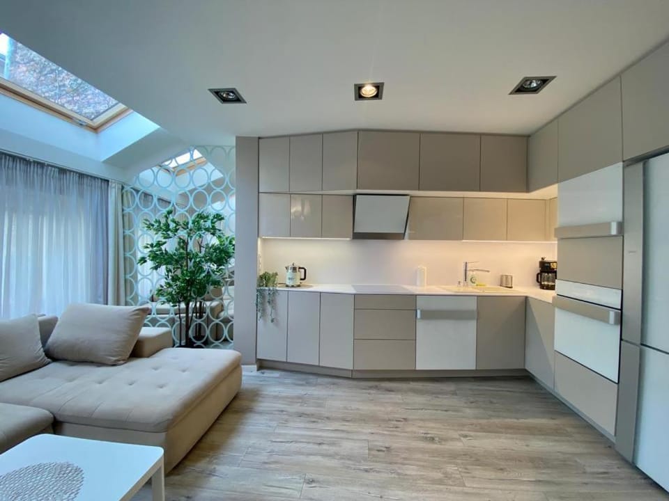 Kitchen or kitchenette, Living room, Seating area, minibar, pet friendly, stove