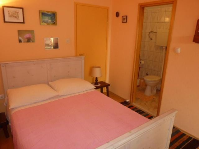 Toilet, Bed, Bathroom, Photo of the whole room, Bedroom