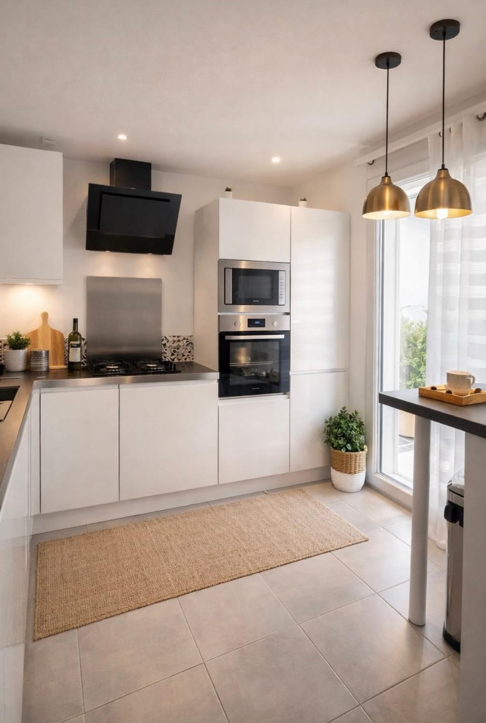 Kitchen or kitchenette, oven, stove