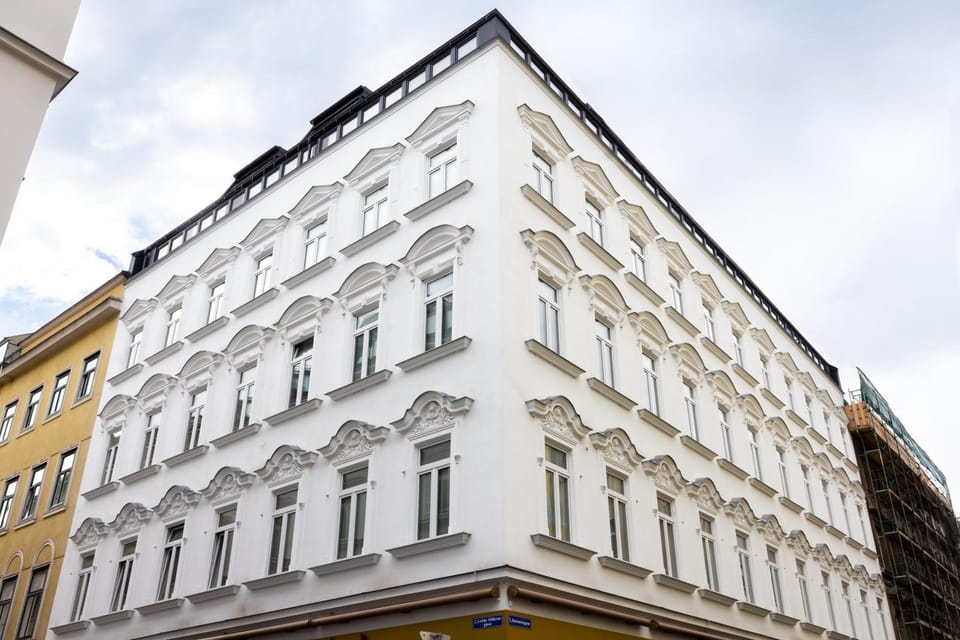 Property building, Facade/entrance, Day, View (from property/room), City view, Quiet street view