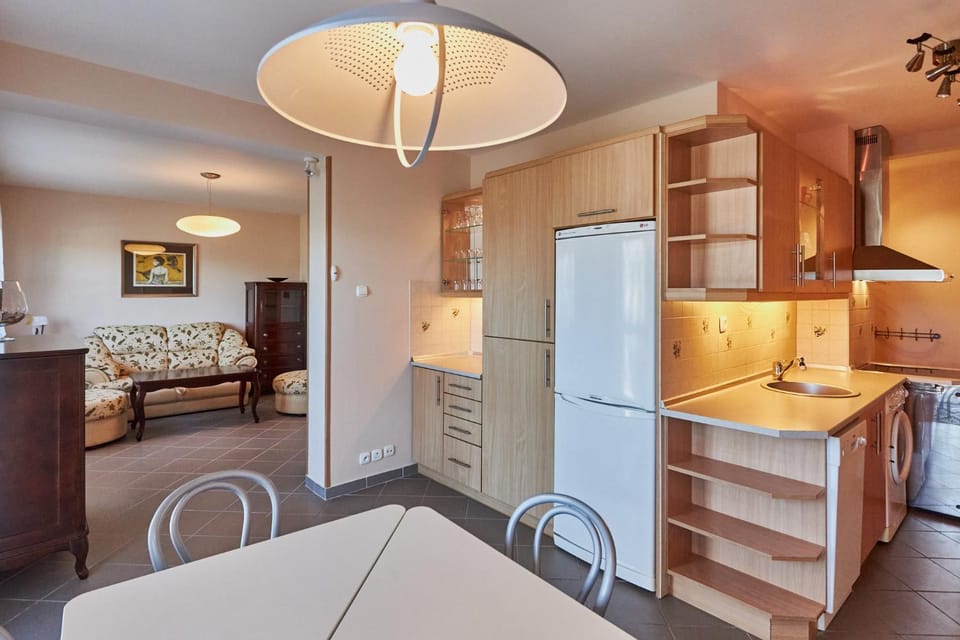 Kitchen or kitchenette, Living room, Seating area, Dining area, stove