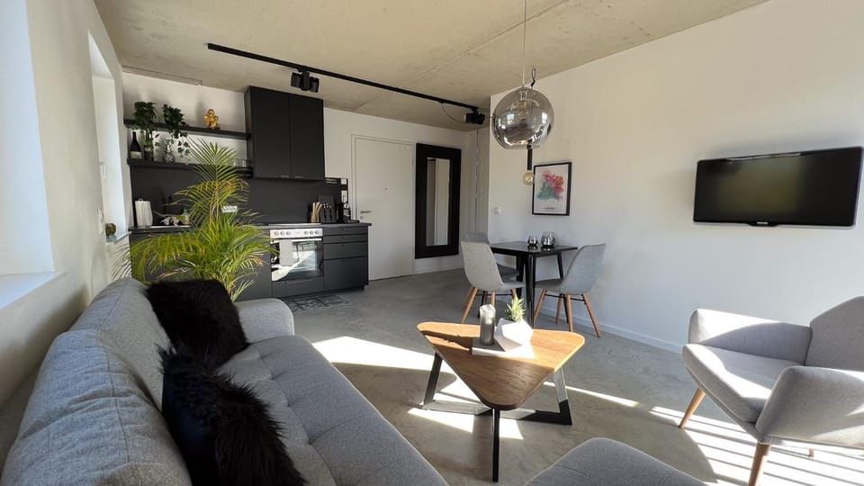 Kitchen or kitchenette, Living room, Dining area, stove, kitchen