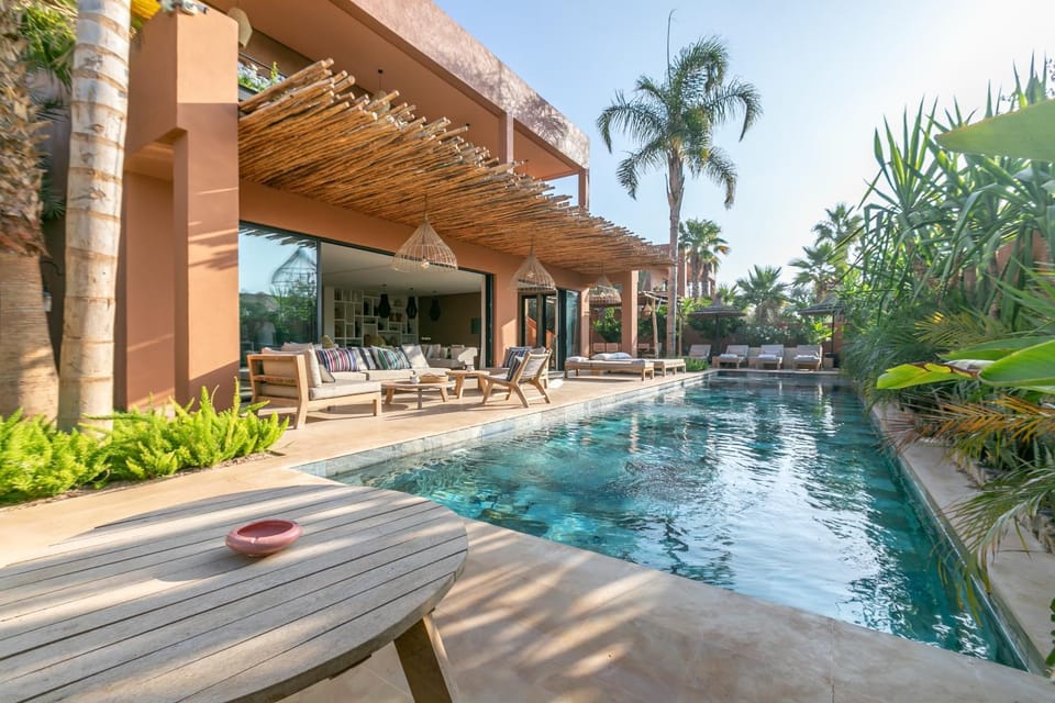 Property building, Patio, Natural landscape, Swimming pool