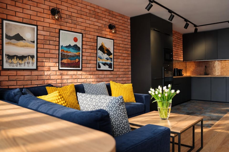Kitchen or kitchenette, Living room, Seating area