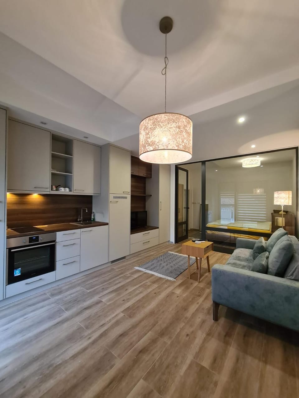 Kitchen or kitchenette, Living room, Seating area