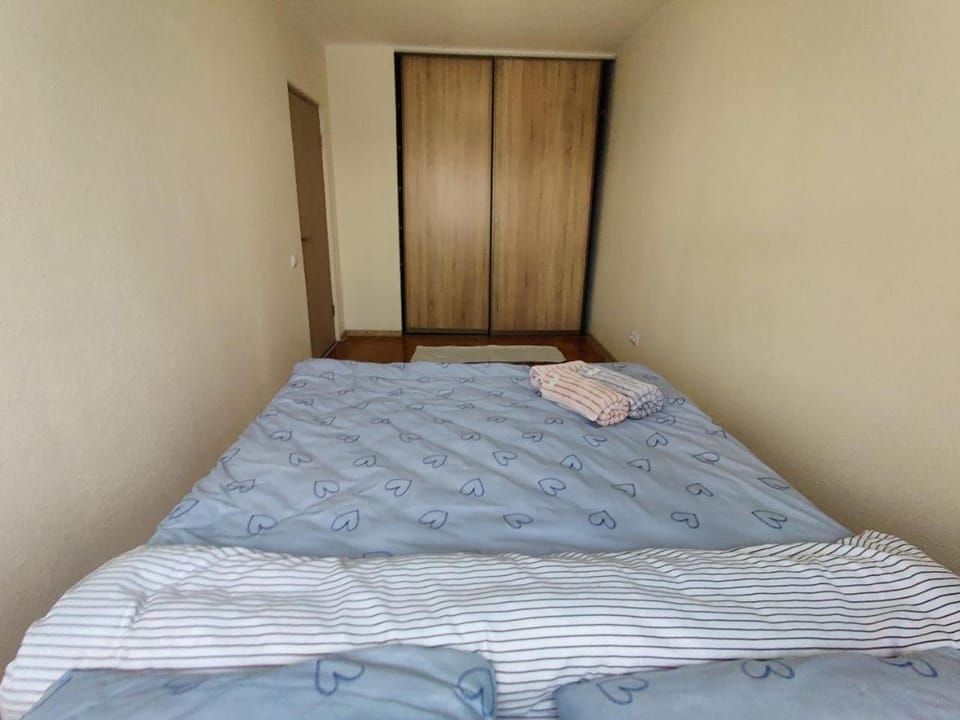 Bed, Photo of the whole room, Bedroom, furniture, towels, wardrobe