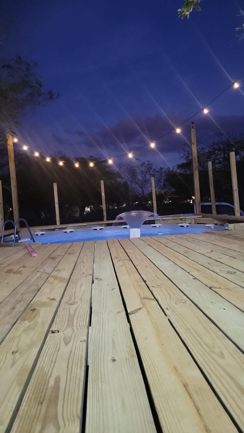 Night, Pool view, Swimming pool