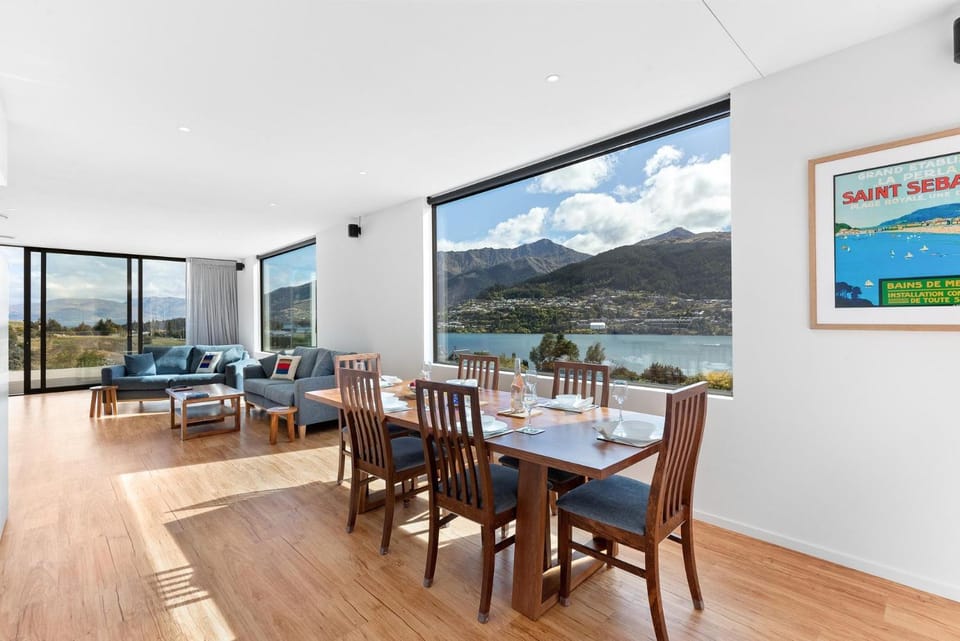 Living room, Seating area, Dining area, Lake view, Mountain view