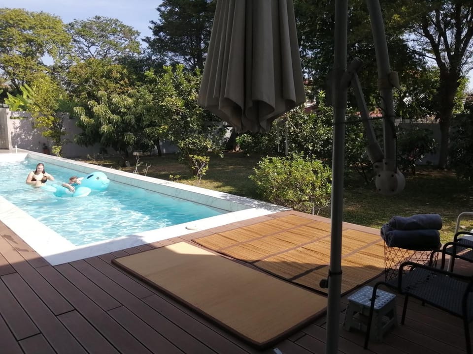 Property building, Day, Natural landscape, Garden, Garden view, Pool view, Swimming pool, sunbed