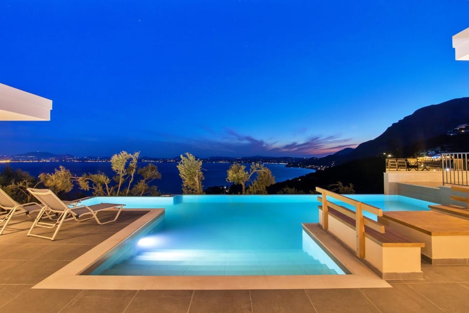 Nearby landmark, Night, Natural landscape, Mountain view, Swimming pool, Swimming pool, sunbed