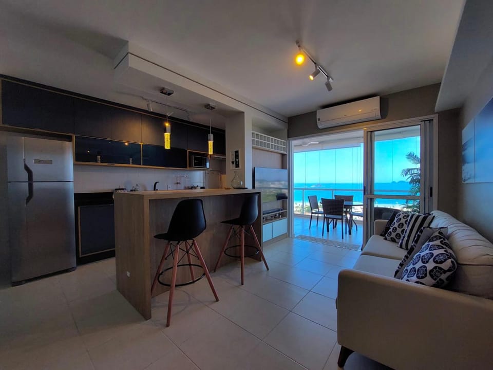 Kitchen or kitchenette, Living room, Seating area, air conditioner