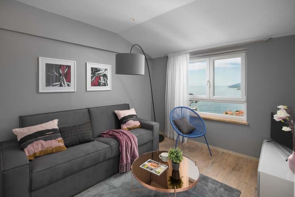 Living room, Seating area, Sea view