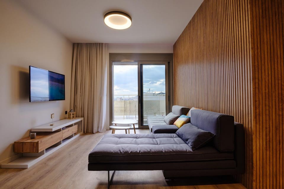 View (from property/room), Living room, Seating area, City view
