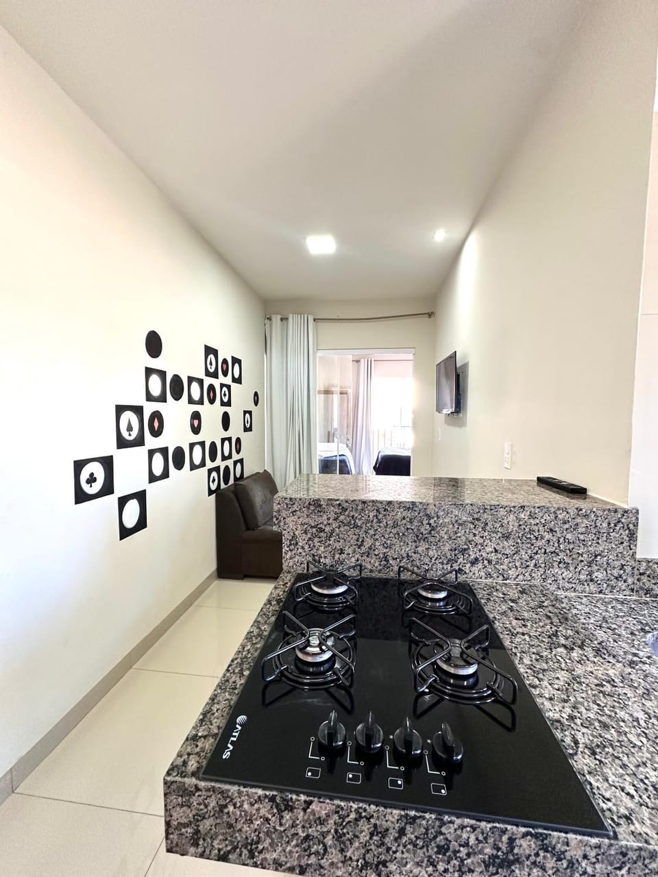 Kitchen or kitchenette, stove