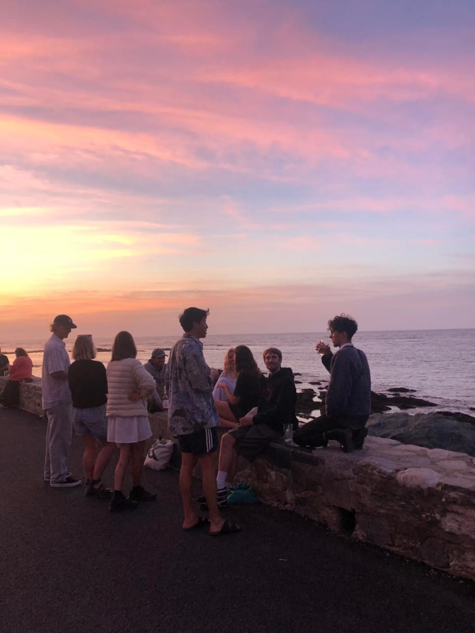 Sea view, Sunset, group of guests