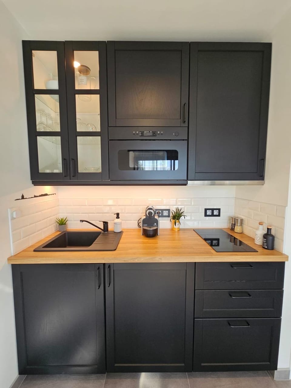 Kitchen or kitchenette, stove