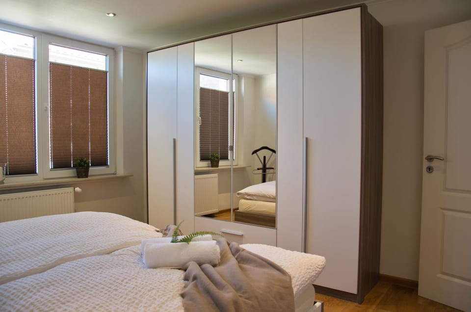 Bed, Photo of the whole room, Bedroom, towels, wardrobe