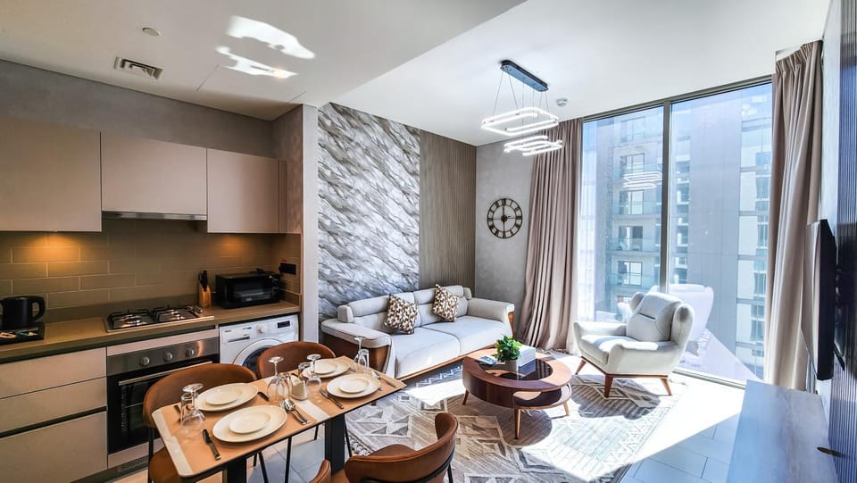 Kitchen or kitchenette, Living room, Dining area, minibar, pet friendly