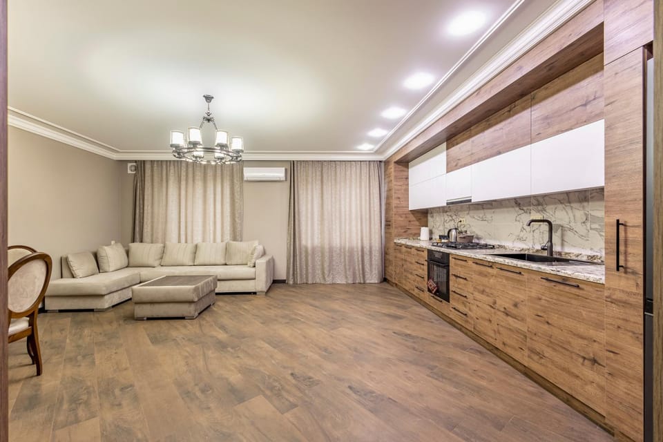 Kitchen or kitchenette, Living room, Seating area, pet friendly