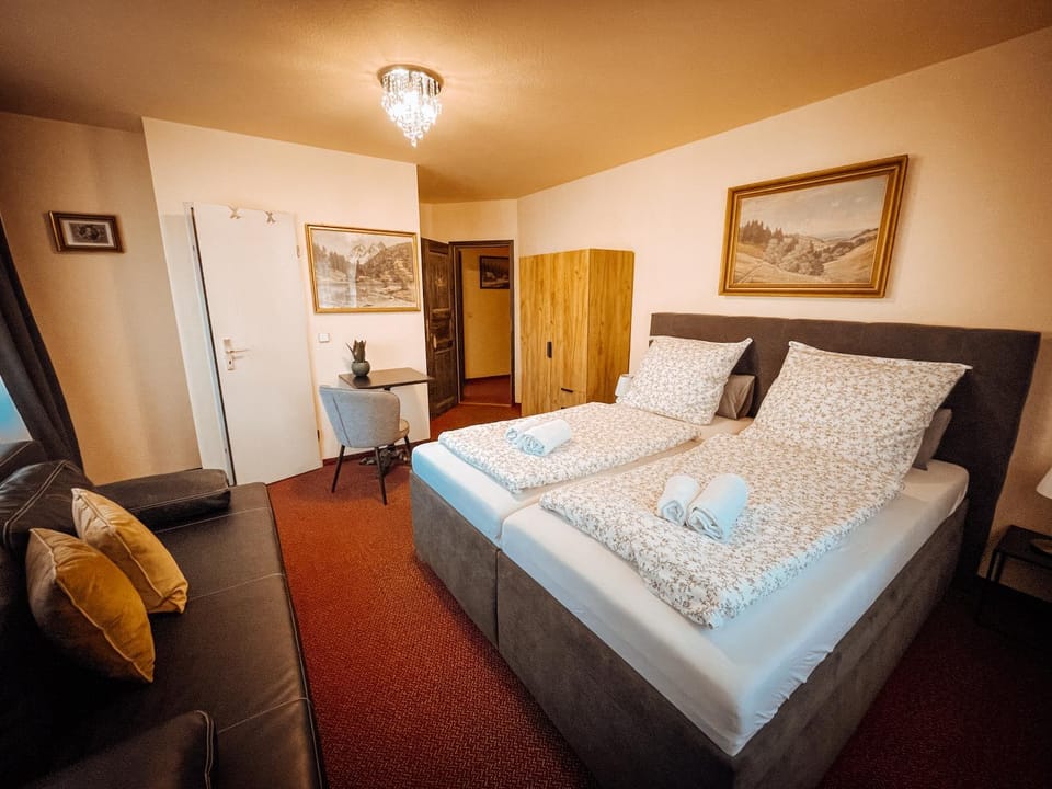 Bed, Photo of the whole room, Seating area, Bedroom, towels, wardrobe