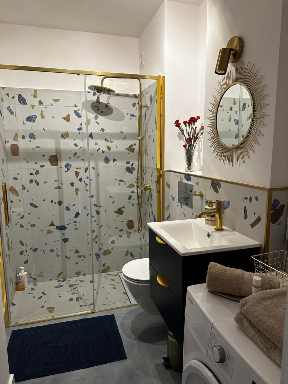 Shower, Toilet, Bathroom, towels, towels, laundry, laundry, washing machine, washing machine