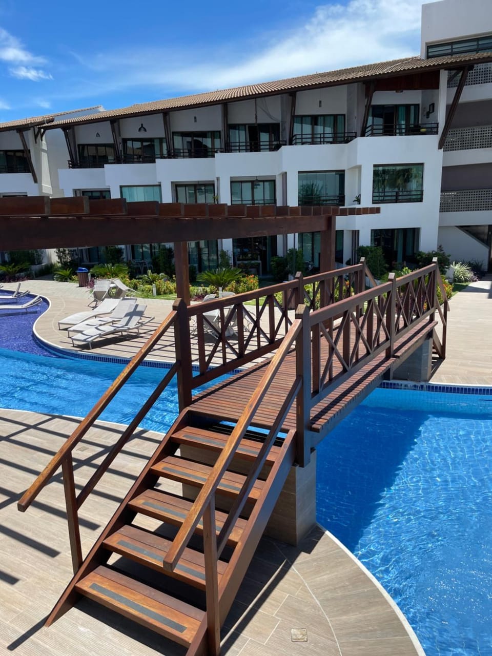 Property building, Patio, Day, View (from property/room), Balcony/Terrace, Pool view, Swimming pool