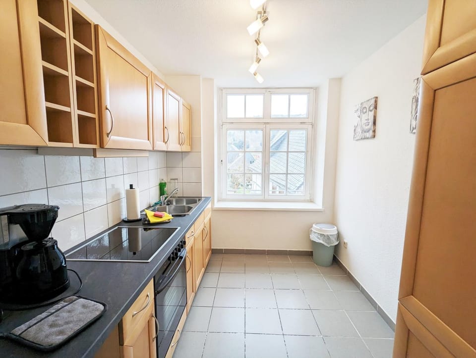 Kitchen or kitchenette, stove
