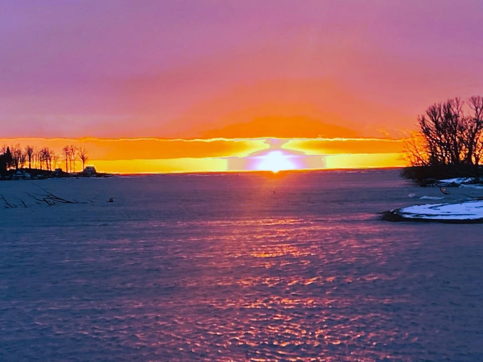 Natural landscape, View (from property/room), Lake view, Sunset