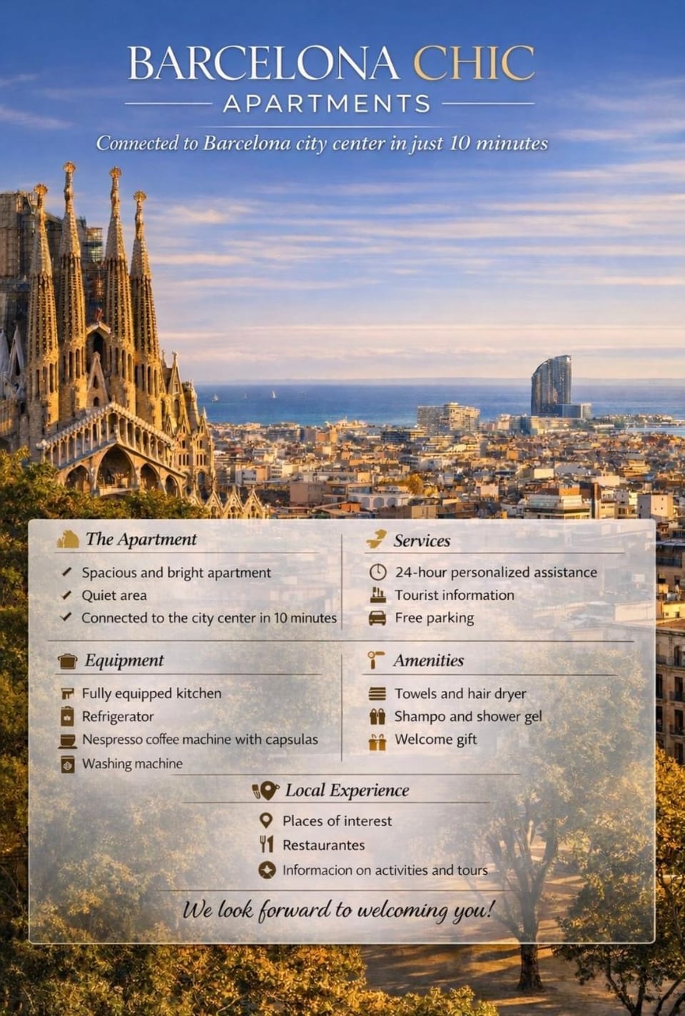 Barcelona Chic Apartments- Free Parking - 10 min BCN center by metro Apartment in Barcelona