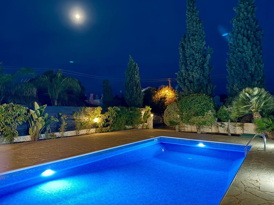 Night, Pool view, Swimming pool